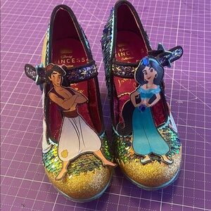 READ DESCRIPTION EUC Irregular Choice size 7 Aladdin sequin heels.